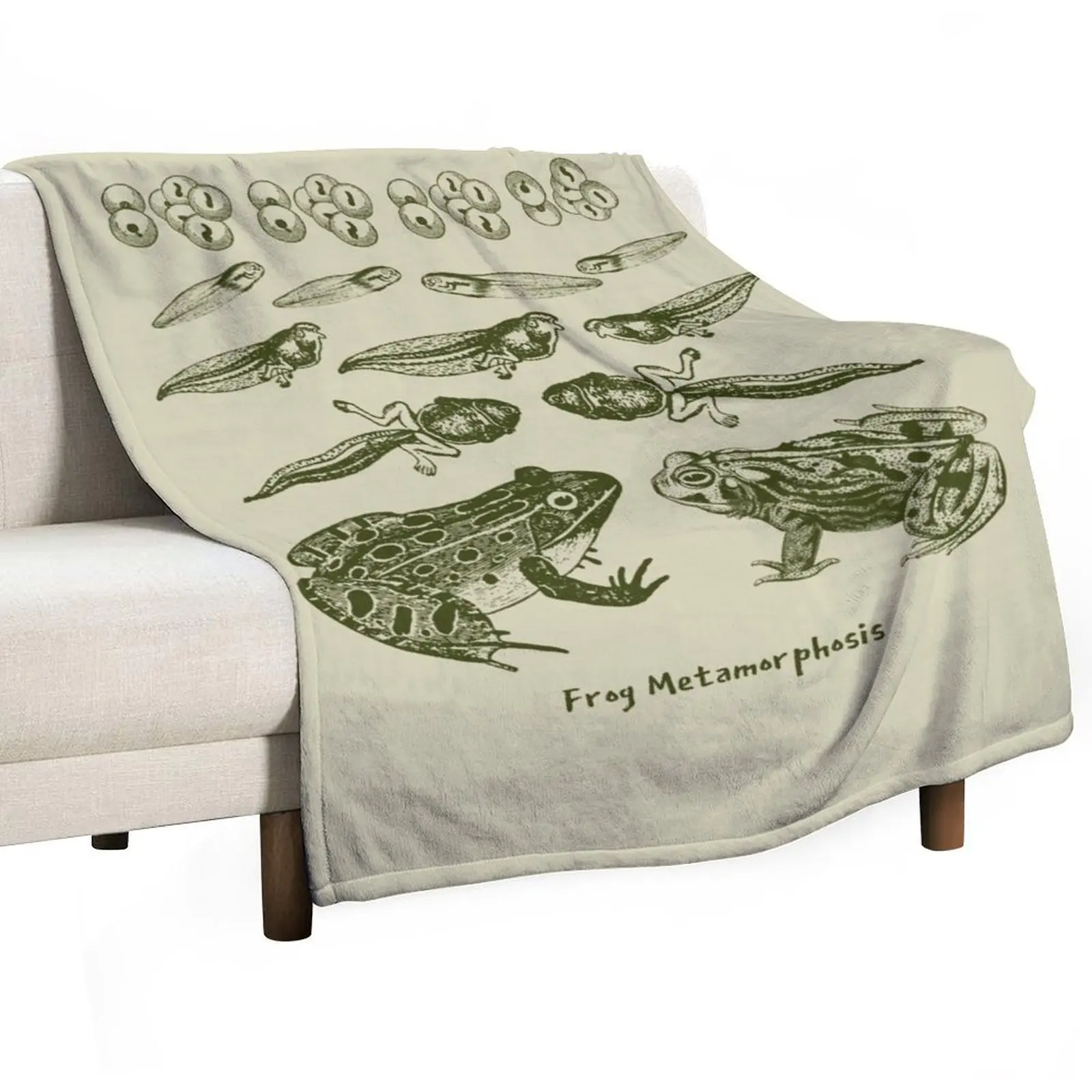 

Vintage Biology: Frog Life Cycle Metamorphosis from Toad to Tadpole for Science Lovers and Natural History Enthus Throw Blanket