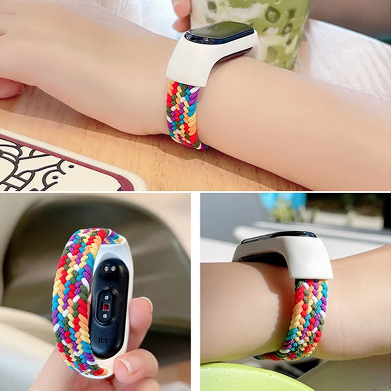 Armband für Mi band 6 Band Nylon Geflochtene Solo Schleife pulseira armband Miband4 Miband5 Armband xiaomi Mi band 3 4 5 6 7 strap