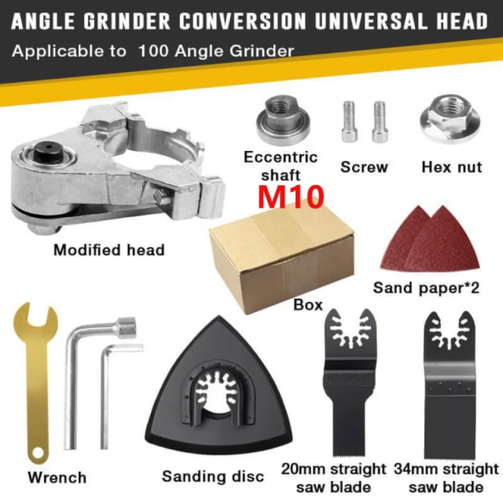 M10 Angle Grinder Converter Set Stainless Steel Universal Joint Angle Grinder Conversion Head Kit Oscillating Tool