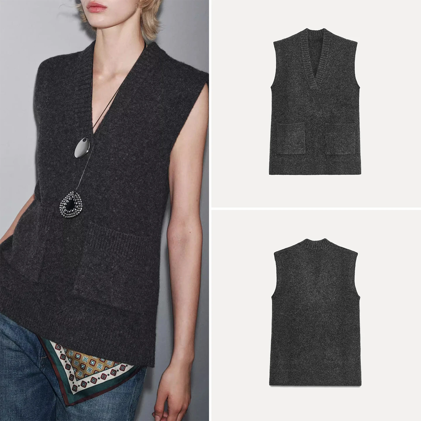 

Z Women's Sweet Loose Wool V-ne Svel Vest 2025 New Sle Daily Wear Comfortable Knitted Top Chinese Brand