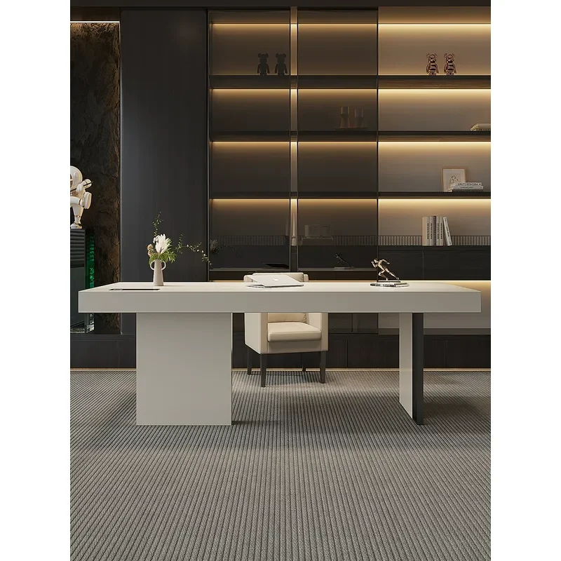 Light luxury Italian minimalist study desk modern simplicity high sense solid wood home living room computer office writing