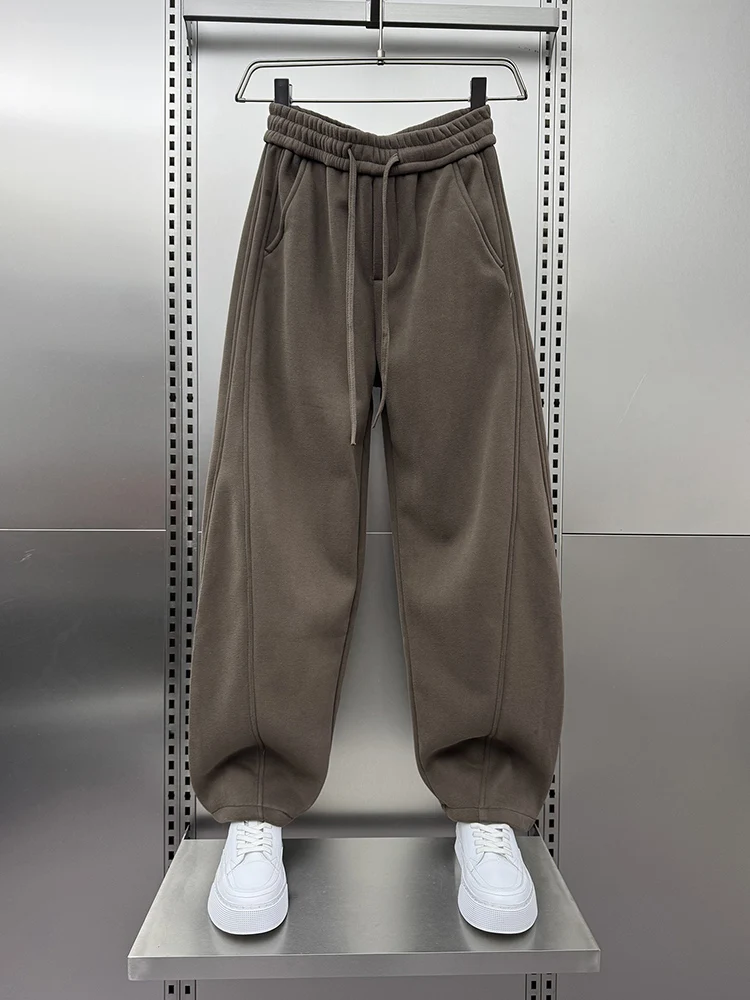

High-End Fce-Lined Thiened Casual Knife- Sweatpants Men's Loose Versatile Wide-Leg Sports Long Trousers