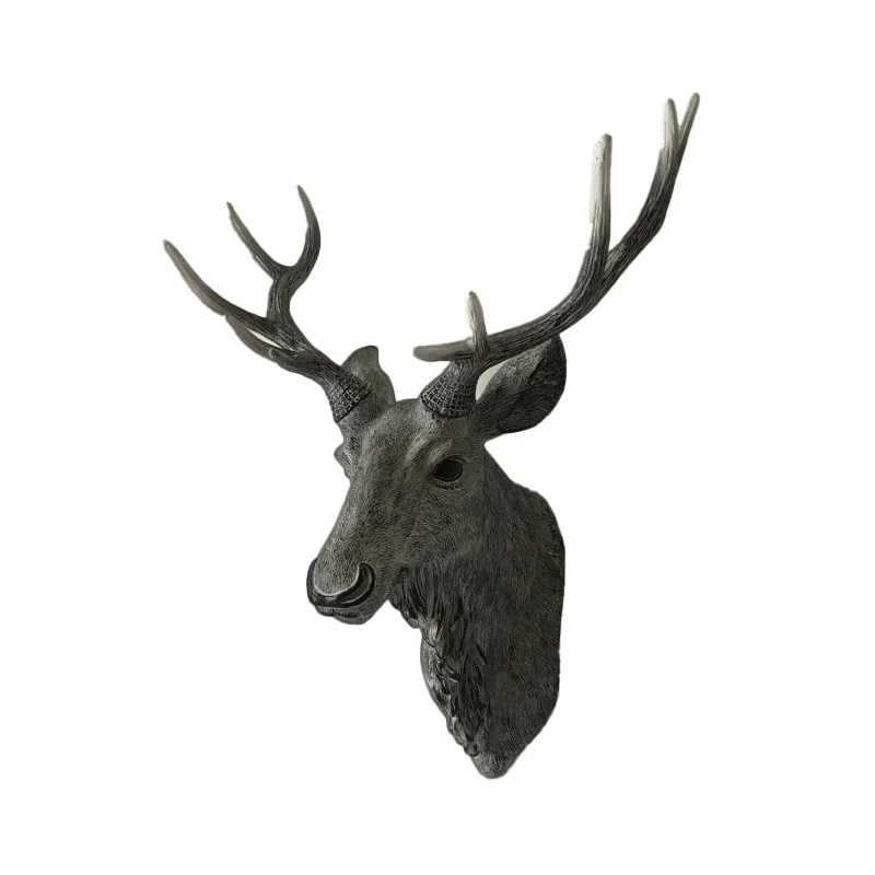 Deer Head Wall Mount Decor 17.5 inch Faux Deer Head Sculpture for Bar Background Wall Mount Home Living Room Wall Art Christmas