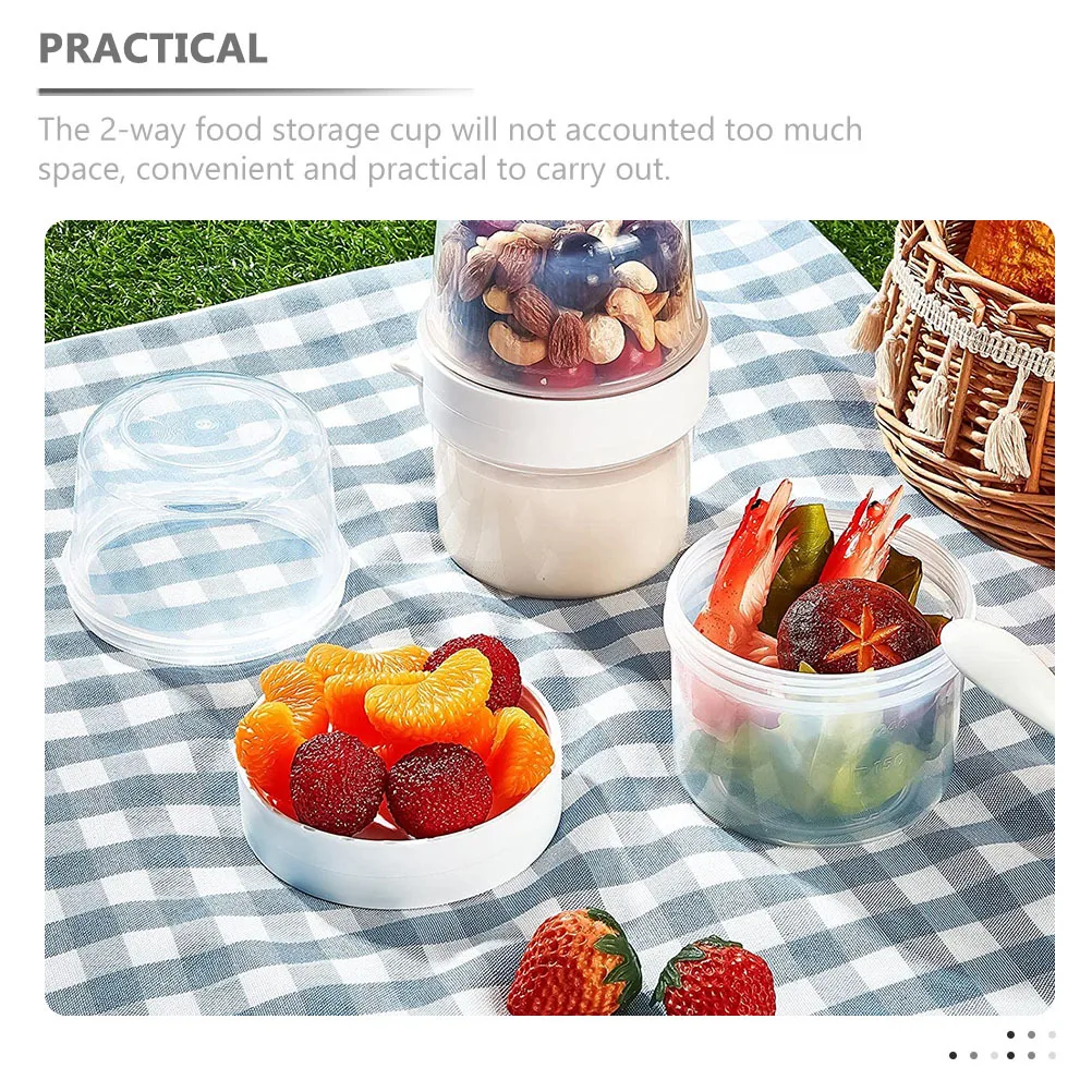 

2Sets Food Storage Container Double Layer Crisper Box Portable Breakfast Cup for Healthy Snack on-The-Go Lifestyle