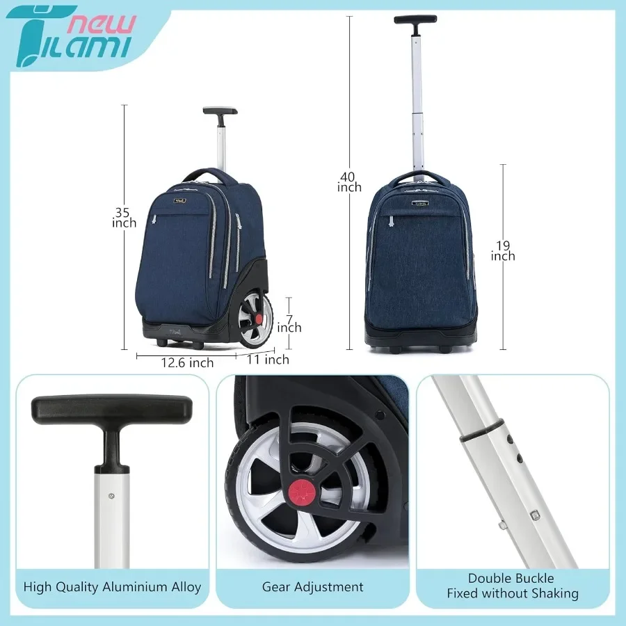 جديد TILAMI 19 بوصة المتداول على ظهره المراهقين المتداول على ظهره لطيف بعجلات محمول على ظهره حقيبة الكتب الأسطوانة حقيبة سفر كلية البحرية #2