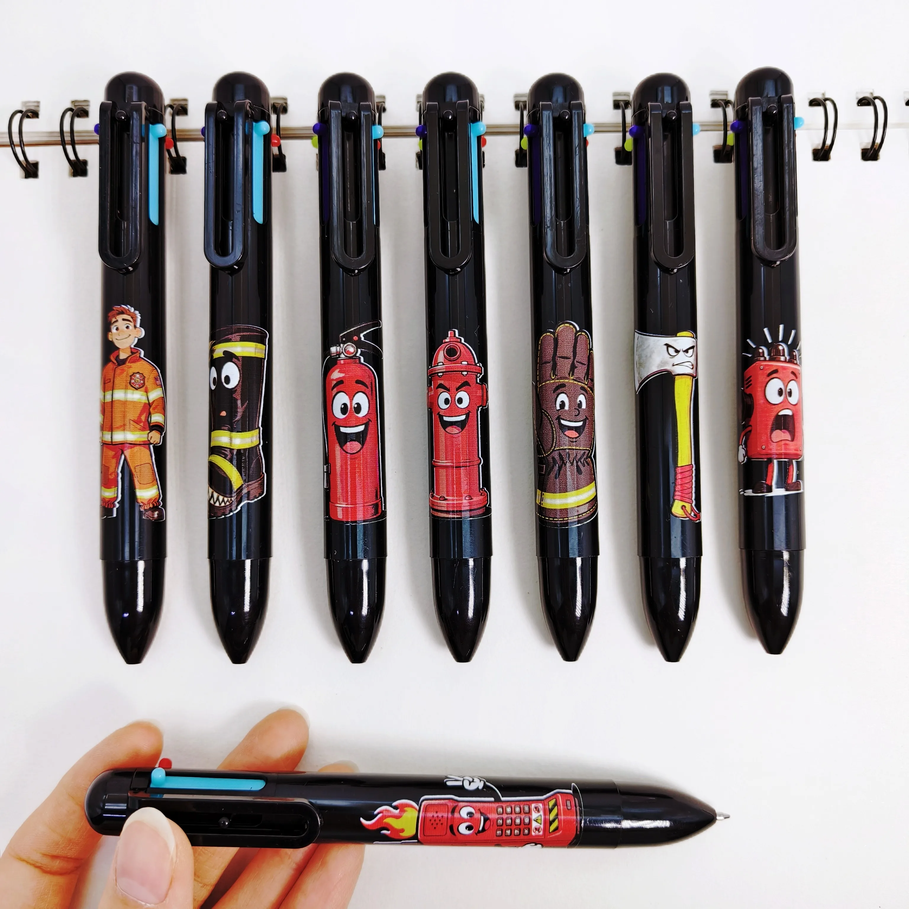 

8 шт./15 шт., шариковая ручка для пожарного оборудования, защита от пожара, шариковая ручка «шесть в одном», офисные канцелярские принадлежности