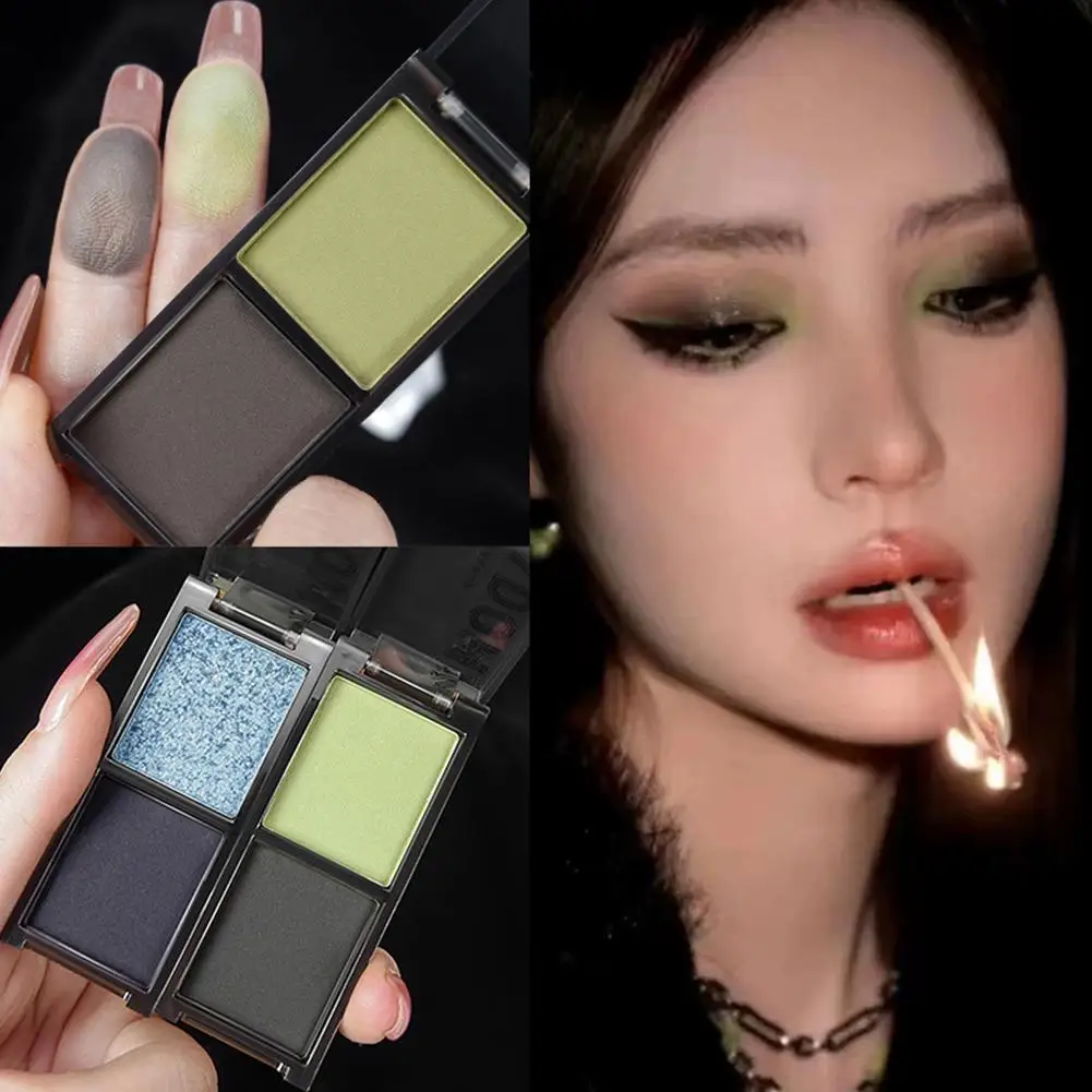 4-Color أحمر أسود سموكي عينيه لوحة ماتي ولامع مقاوم للماء الظلام الشرير هالوين ماكياج بريق الصباغ للعيون C8D8