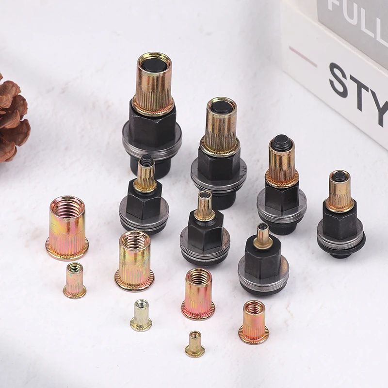 10pcs Hand Rivet Nut Tool Set Manual Riveter Kit With M3-12 Nut Heads For DIY Repair Installation, Easy Use Accessory