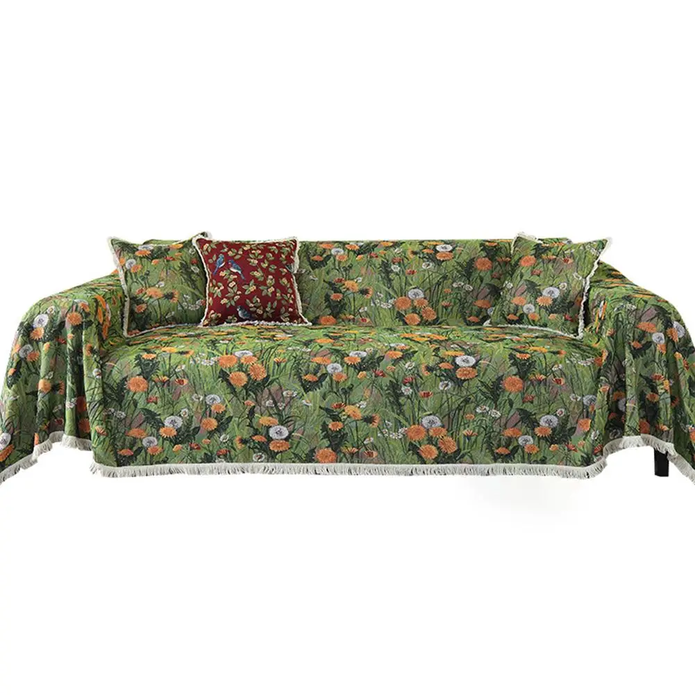 Vintage Sofa Cover with Non Slip Feature Easy to Clean Cotton Blanket Stain Resistant Fits For All Furniture Styles