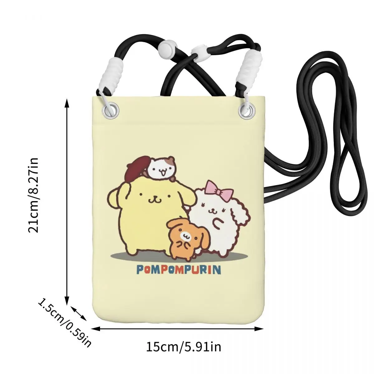 مخصص موضة Pompompurin حقيبة الهاتف المحمول النساء الرجال Kawaii الكتف حقيبة كروسبودي للسفر حزام الكتف للانفصال
