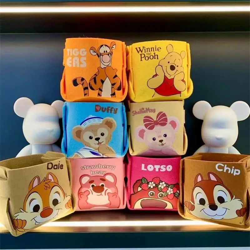 

Kawaii Cute Disney Lotso Pooh Bear Chip Dale Storage Box Felt Cosmetic Snack Bag Student Small Storage Bag Ins Gift For Girls