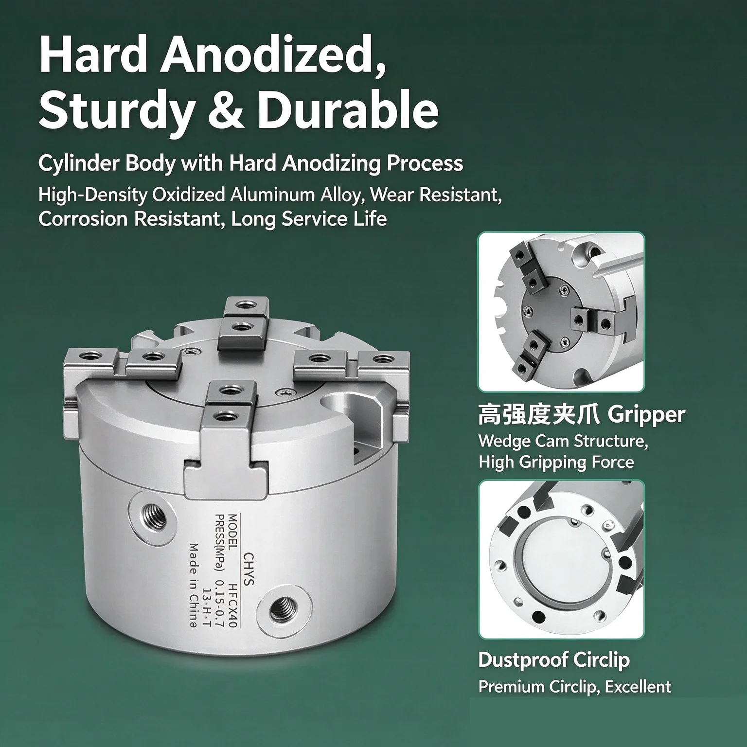 HFCX Bore16/20/25/32/40/50/63 Parallel Opening And Closing Type HFCX Four Claws Finger Pneumatic Cylinder Claw Parallel Fixture