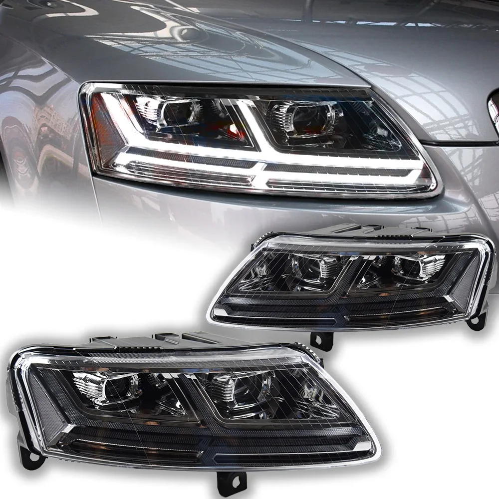 

A Pair Car Lights for Audi A6 Headlight Projector Lens 2004-2011 Dynamic Signal Head Lamp A6 C6 LED Headlights Drl