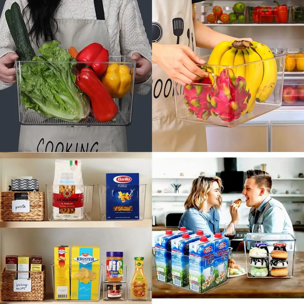 

Набор из 8 прозрачных пластиковых контейнеров для хранения, емкость 8 л, идеально подходит для организации кухни и кладовой