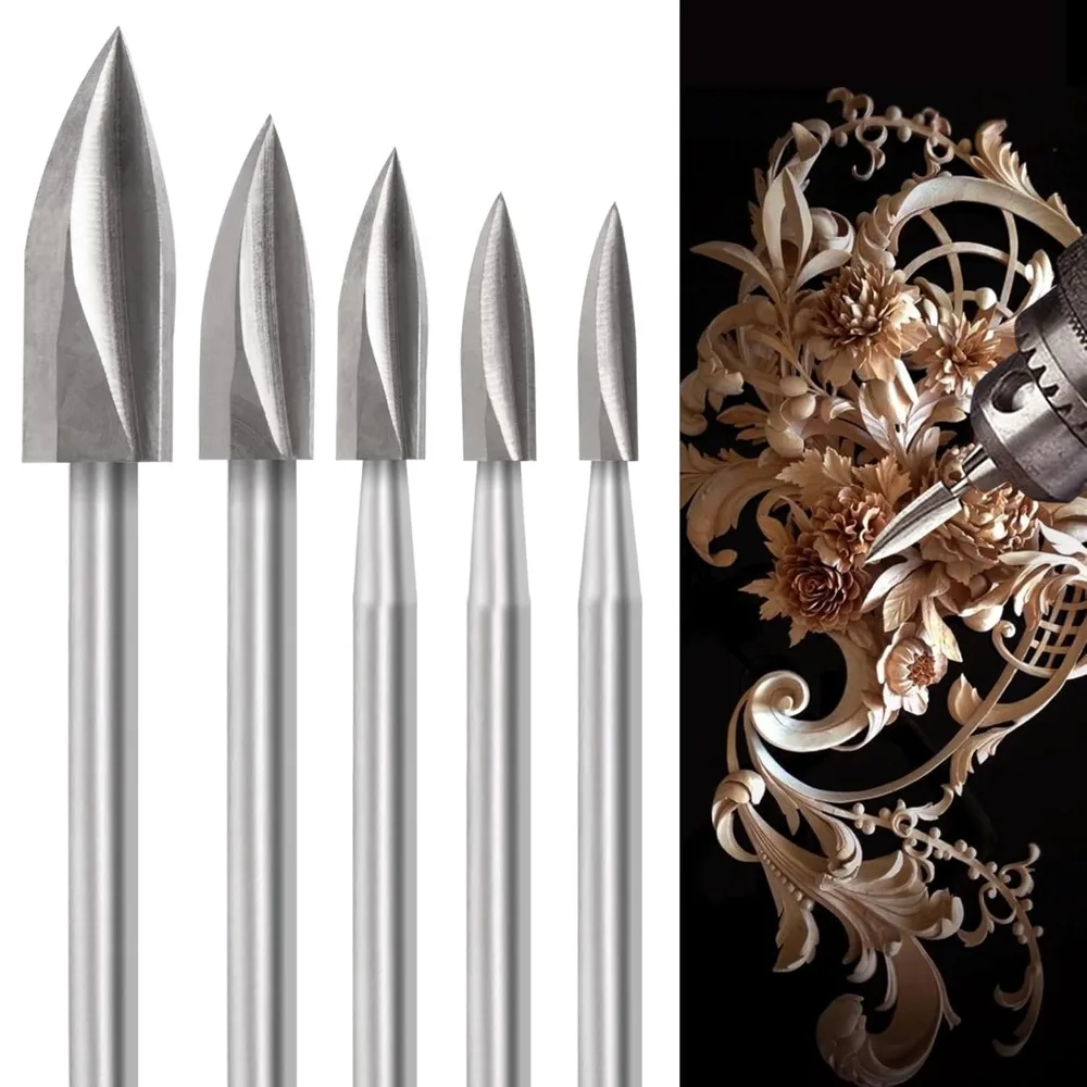 5 PCS Wood Carving Set White Steel Sharp Knife Woodworking Carving Tools Milling Cutter