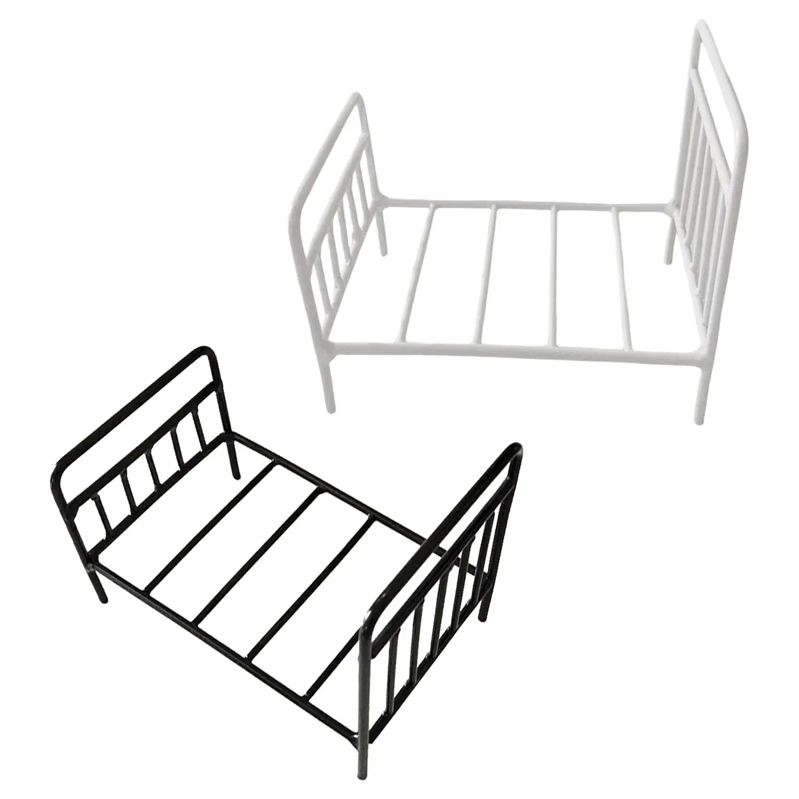 Dollhouse Miniature Metal Bed, Móveis para Crianças, Crianças, Meninos, Meninas, Presentes de Férias, Decoração, 1/12