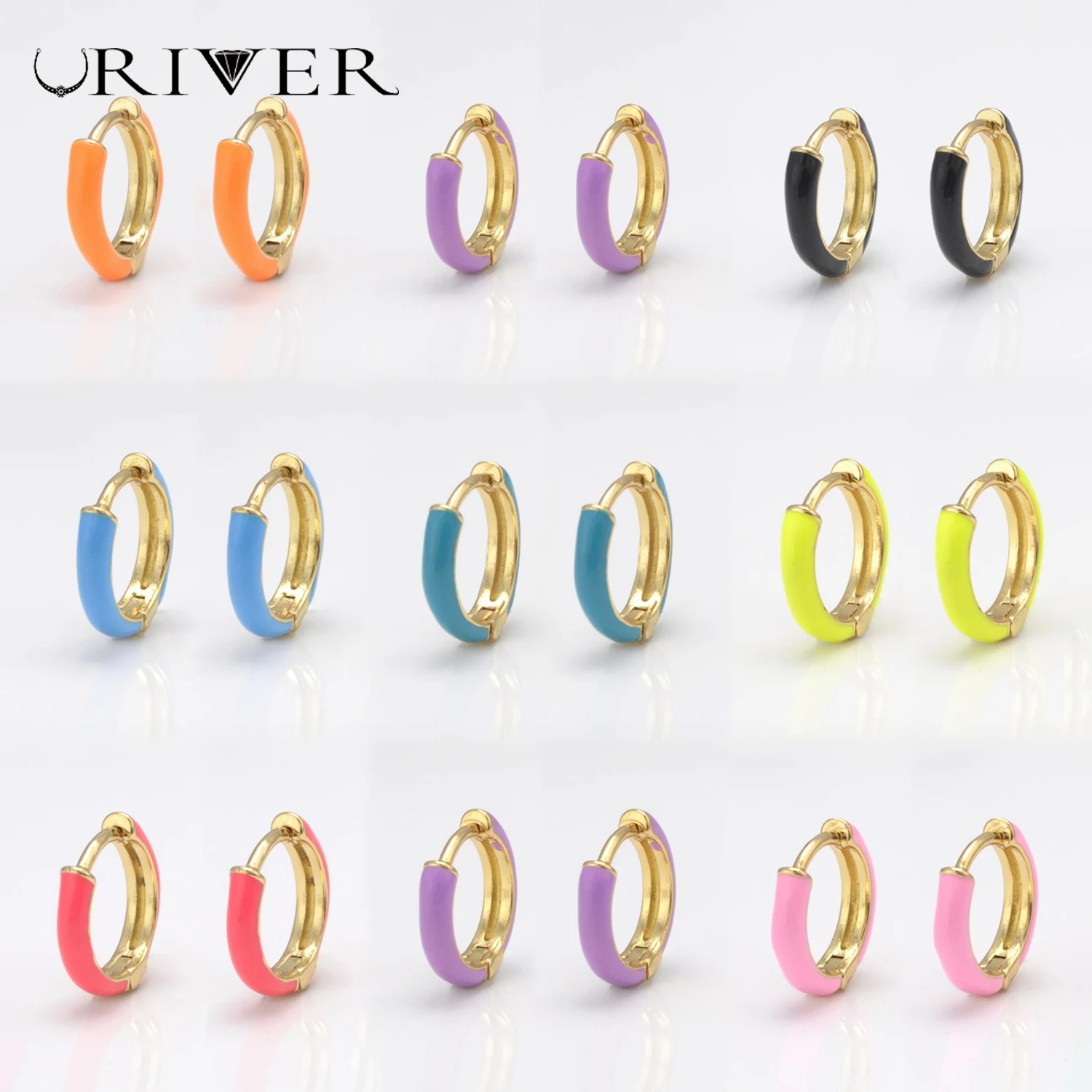 

Colorful Romantic Earrings for Women Brass Enamel Piercing Ear Jewelry Women's Multi-color Style Earrings Round Ring Wholesale