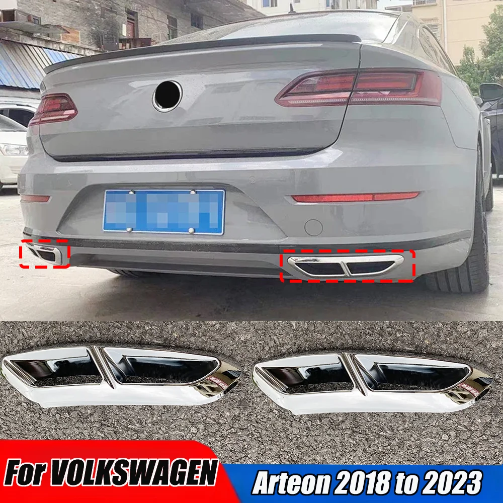 For VW Arteon 2018 2019 2020 2021 2022 2023 Car modification Four Outlet Exhaust Rear Bumper Chrome Black Decoration Accessorise