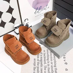 Botas cortas antideslizantes para niñas, zapatos de cuero, informales, versátiles, elegantes, estilo coreano, fondo suave, Otoño, 2024