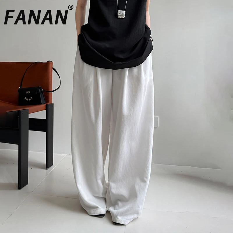 

FANAN Minimalism Sunscreen Pants For Women Elastic High Waist Straight Wide Leg Trousers Casual Female Clothing 2025 Summer New