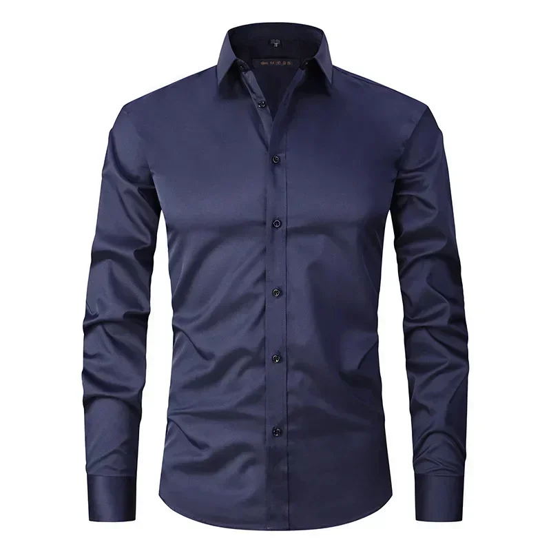 Frühling Männer soziales Hemd schlanke Business-Hemden männliche Langarm lässig formale elegante Hemd Blusen Tops Mann Marke Kleidung