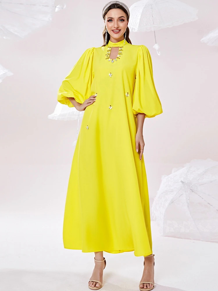 Eid Lantern Sleeve Party Muslim Long Dresses for Women Jalabiya Dress Abaya Kimono Maxi Robe Moroccan Caftan Party Vestidos 2023