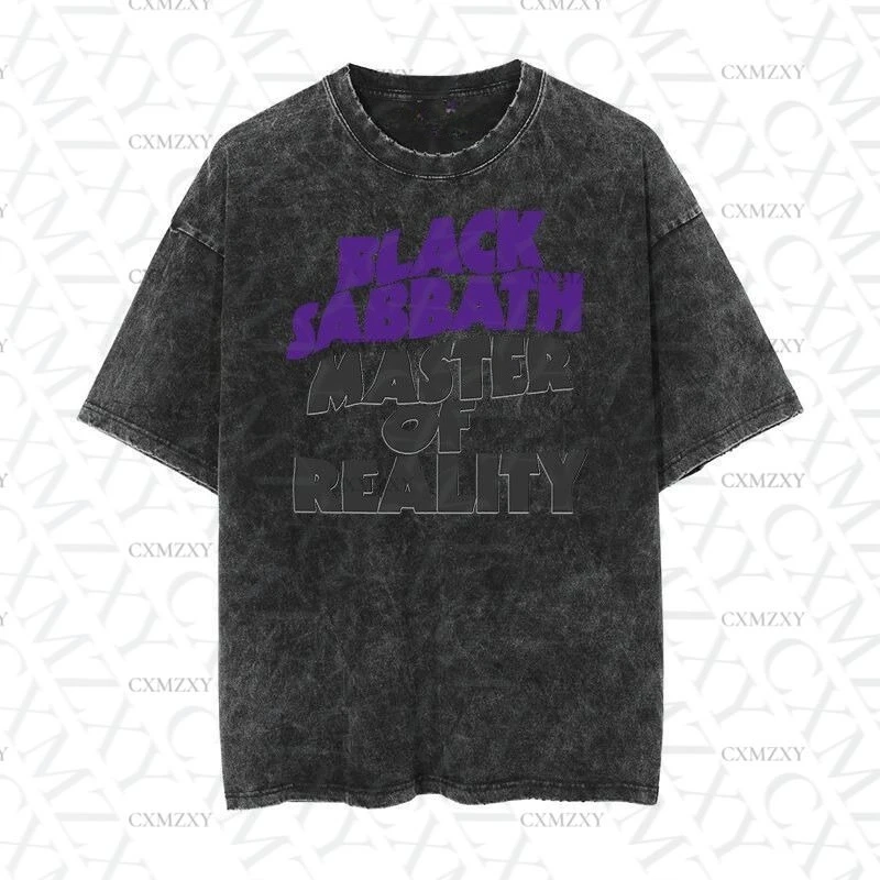 

Black Sab.bath Band Photo Old Wash American Vintage Loose Short Sleeves