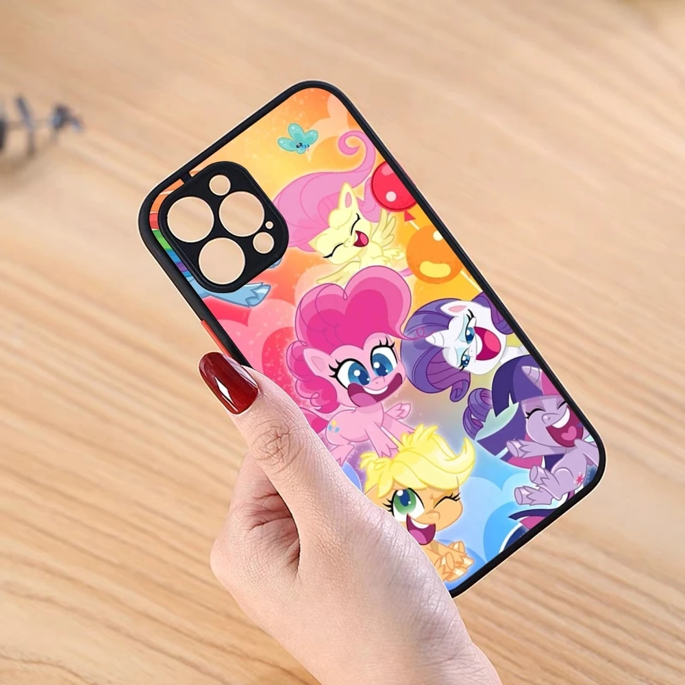 L-LittleS P-PonyS Phone Case Black Matte for iPhone 15ProMax 13 12 11 14 Pro Max Mini 8 7 Plus SE2020 XS Max X XR Cover