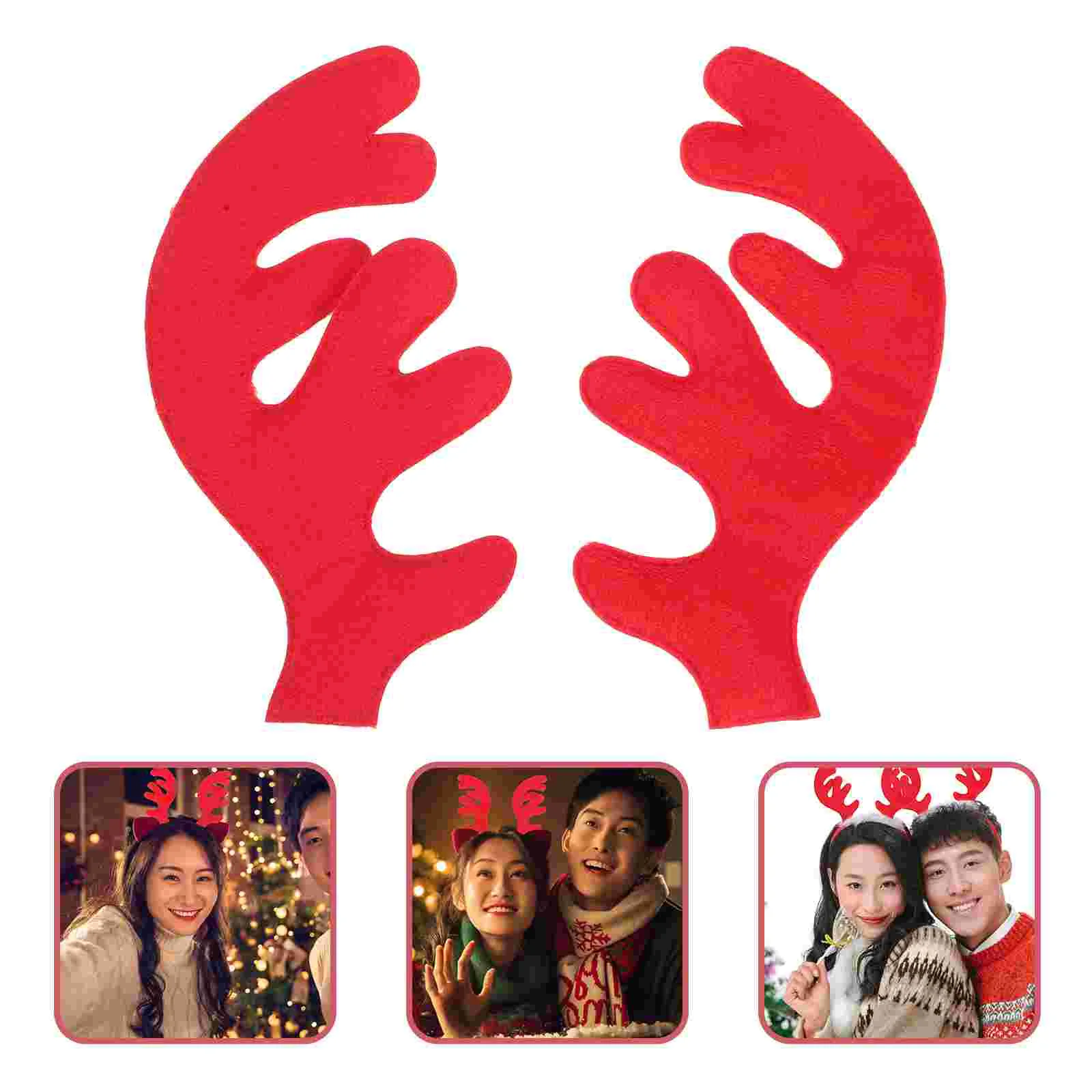 

30 Pcs Faux Embossed Plush Antlers Christmas DIY Accessories Hair Hoops Headdress Toys Hat Decoration Materials Pieces 1 Set