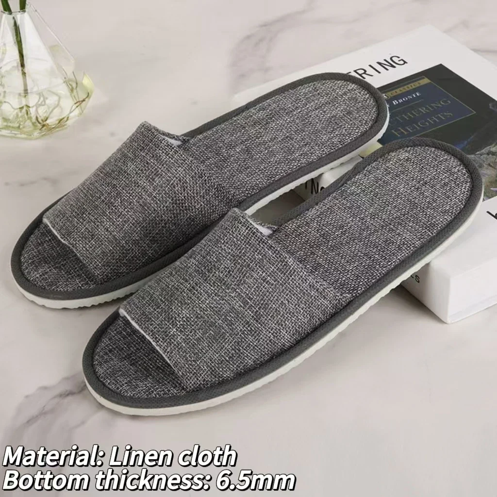 1Pair Men Women Travel Spa Hotel Non-slip Slippers Cotton Linen Flip Flop Shoes Slippers Full/Half Inclusive Guest Slippers Shoe