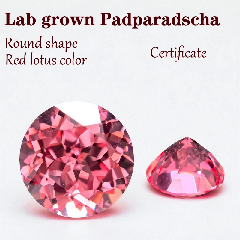 

Lab Grown Padparadscha Red Lotus Color Round Shape VVS1 for Advanced Jewelry Rings Earrings Making with Certificate Wholesale