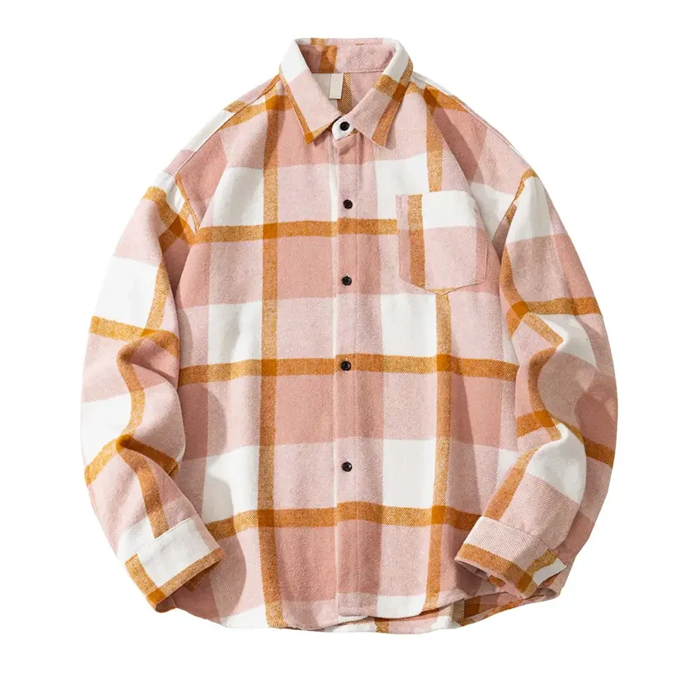 Spring Men's Classic Plaid Shirt Fashion Long Sleeve Checkered Shirts Lapel Single-Breasted Casual Men Tops Plus Size M-5XL