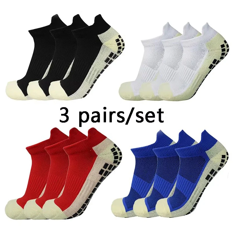 3 Pairs Anti-Slip Football Socks Men Women Athletic Soccer Socks Breathable For Running Basketball Cycling Sports Grip Socks