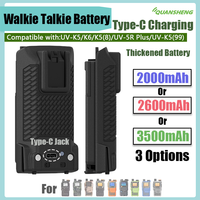 Quansheng UV-K5 Li-ion Battery UV-K5(8) Walkie Talkie Batteries Type-C Charging For UV-5R PLUS UV-K5(99) Radio 2000/2600/3500mAh