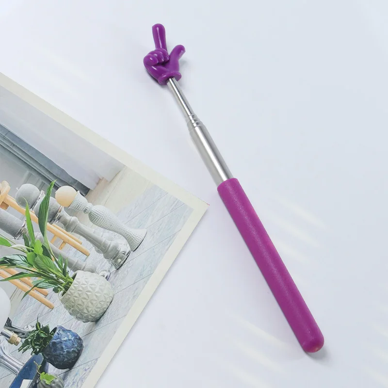 1Pc Intrekbare Leraar Pointer Vinger Ontwerp Roestvrij Staal Telescopische School Onderwijs Pointer Stick Leraar Levert Klasse - afbeelding 1