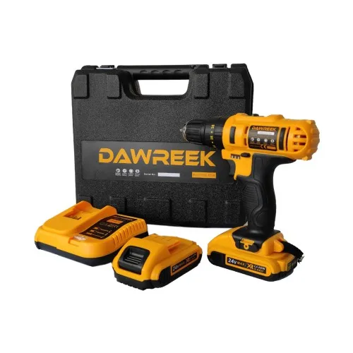 Dawreek 24V 35 Pieces Full Set Dual Battery Metal Geared Impact Drill Screwdriver