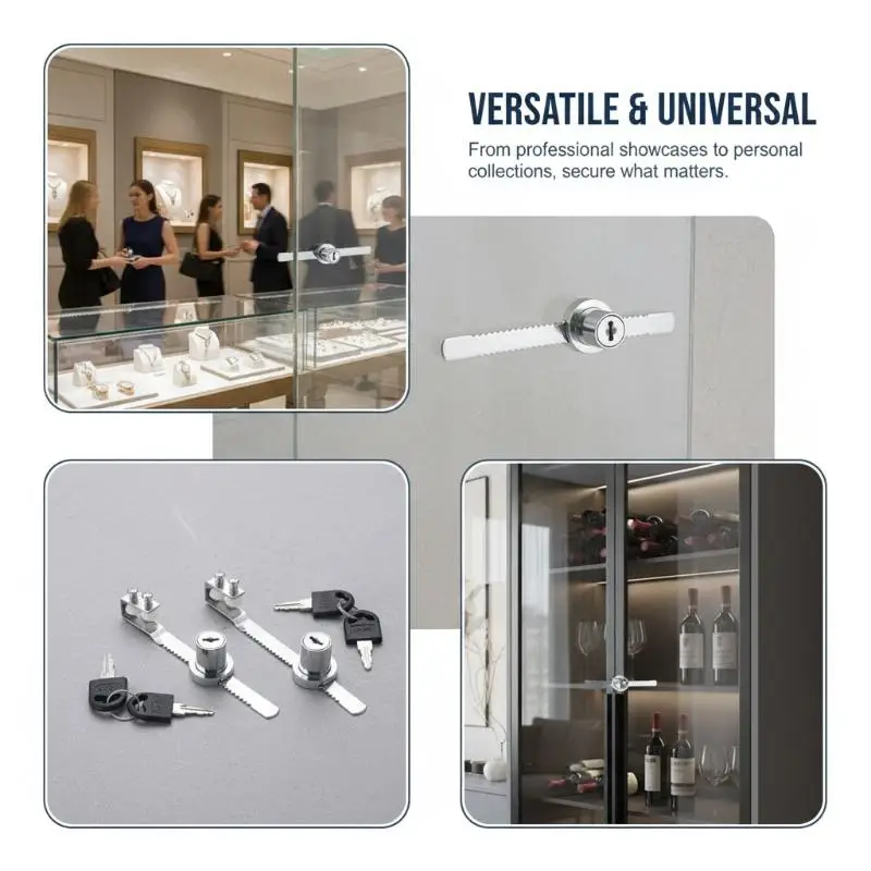 Durable Practical Cabinet Glass Door Lock+Keys For Reptile Showcase Display Case