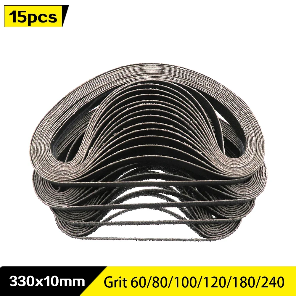 

15 Pcs 330*10mm Abrasive Sanding Belt 60-240 Grits Sandpaper Abrasive Bands for Belt Sander Abrasive Tool Wood Metal Polishing