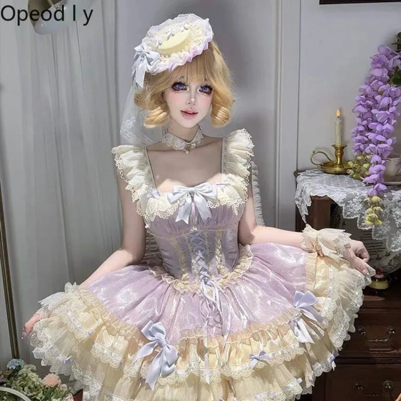 

Ballet Style Original Design Lolita Puffy Cake Dress 2026 Summer New Japanese Girl Sweet Elegant Waist and Thin Jsk Lo Dress