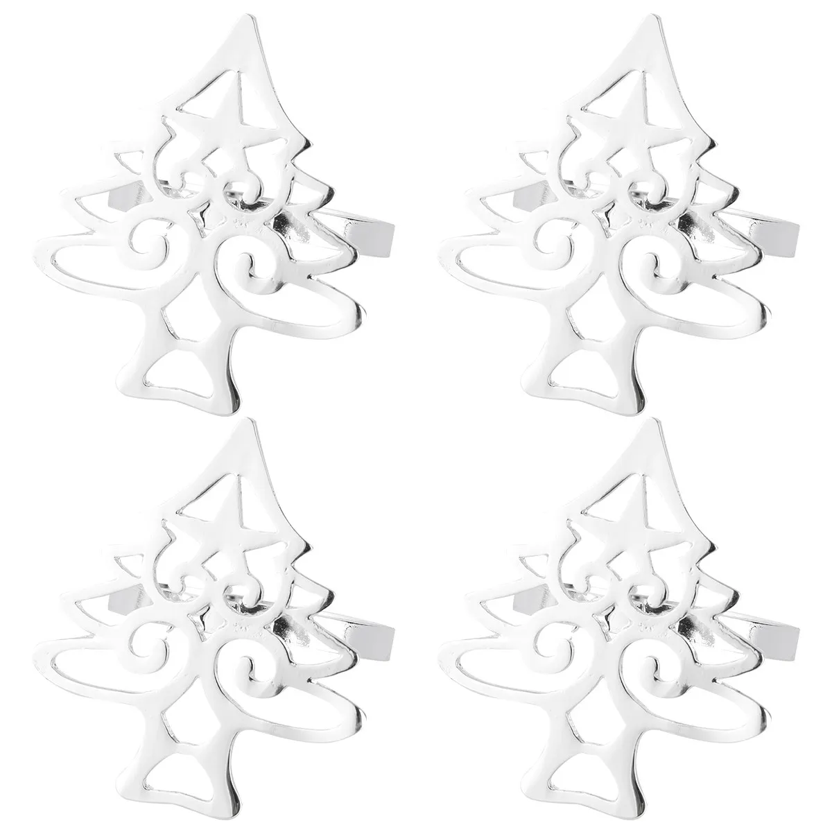 Anillos para servilletas con forma de árbol de Navidad, decoración de mesa de aleación para cenas, regalo navideño, decoración para cocina y bar, 4 Uds.