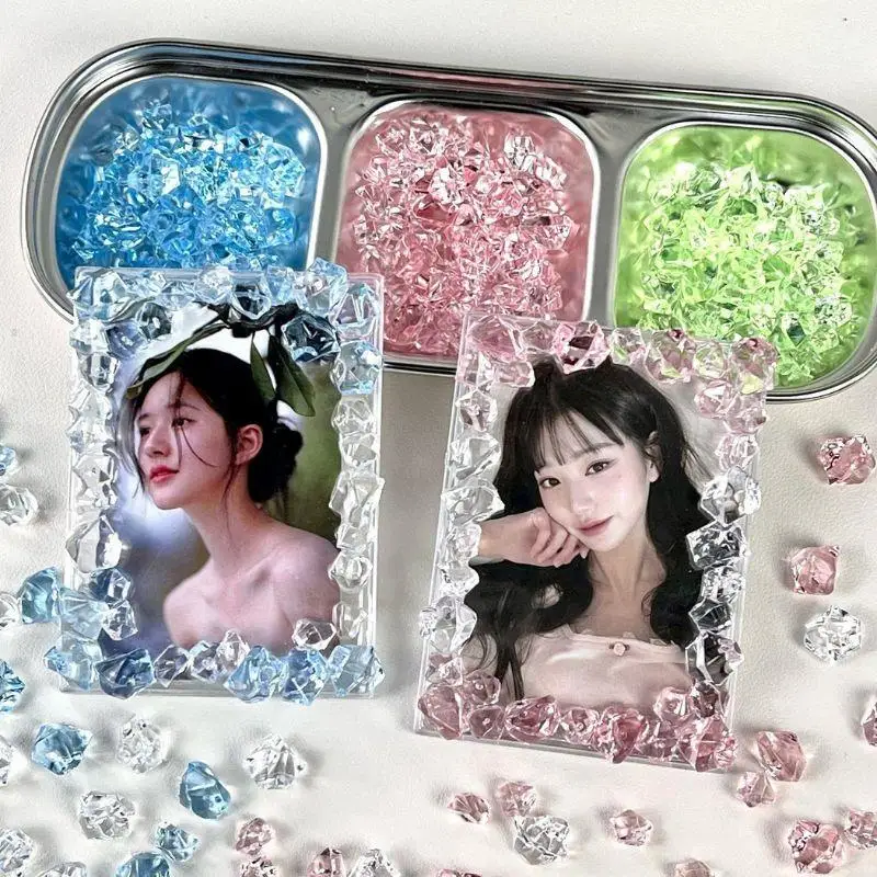 

100pcs Ice Cube Diamond Photocard Holder Materials Ornament Card Cover Decoration Sweet DIY Handmade Hairpins Accessories Gift