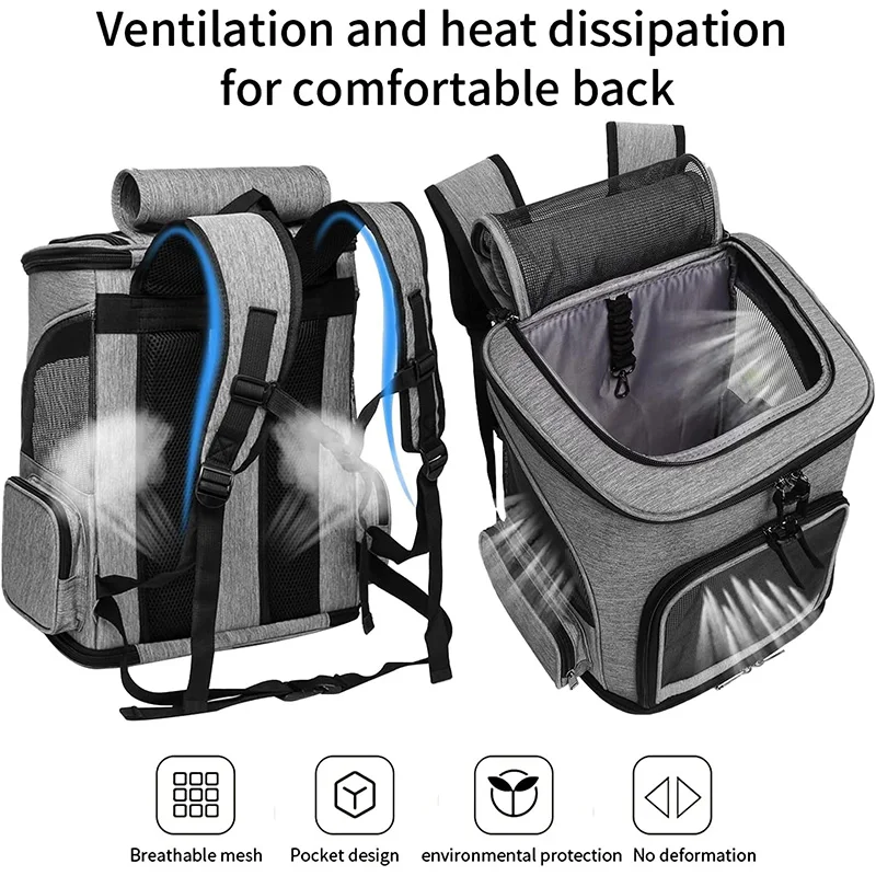 Cat Carrier Backpack, Expandable Pet Carrier Bag, Breathable Mesh Foldable Backpacks for Puppy and Rabbits, Cat Backpack for Hik