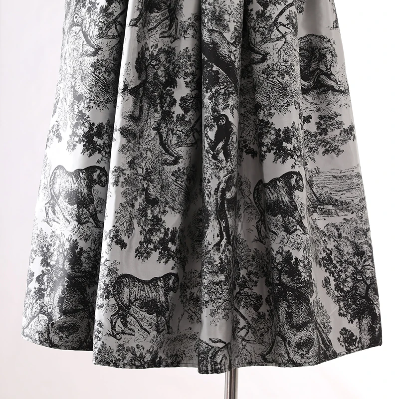 Весенне-осенняя новая женская юбка до половины тела, модное французское длинное платье из жаккарда с высокой талией в стиле ретро