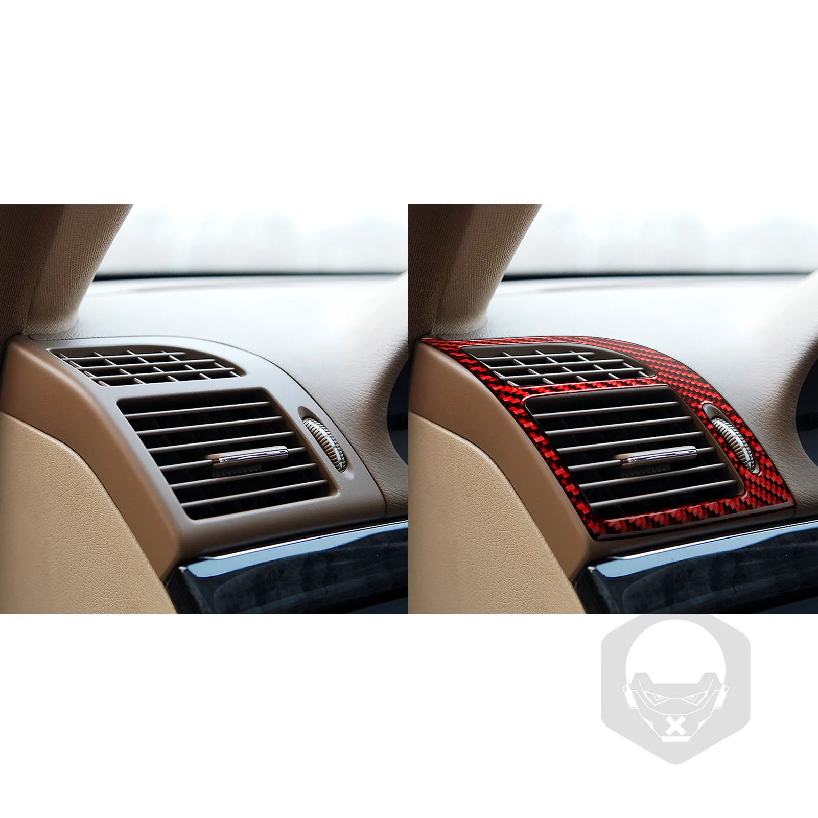 For Benz E-Class W211 2003-2009 Dashboard air vent trim Red Real Soft Carbon Fiber Car Interior Accessories Decoration Stickers