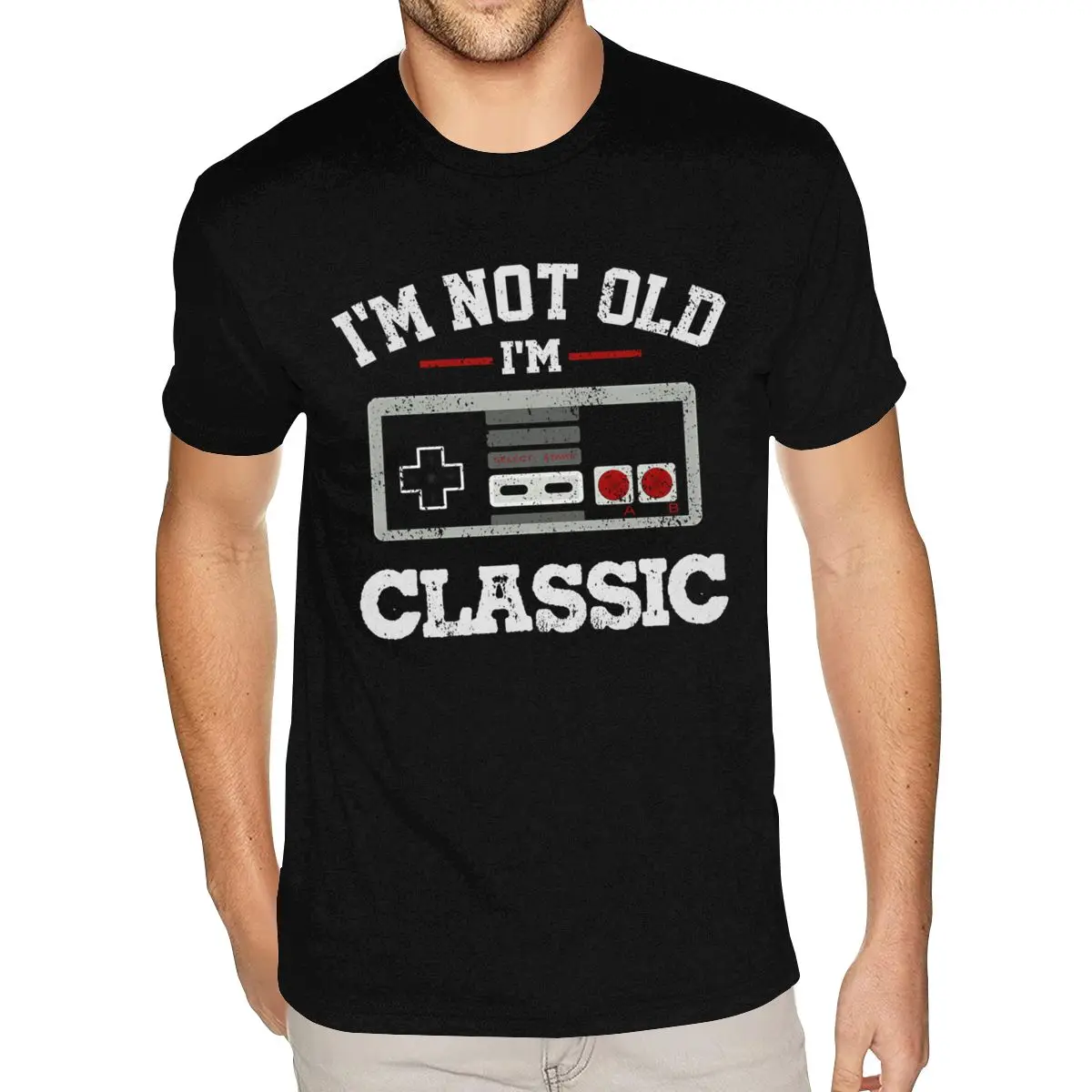 

Old School Video Gaming Not Old Classic Vintage Gamer Tee Shirts Mens Short Sleeves Ultra Cotton Black O Neck Tees Shirt