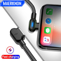 90 Degree Micro USB Cable Fast Charging Type C Data Cord With LED Light Phone Charge Wire For Iphone Samsung Xiaomi USB C Cables