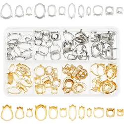 96Pcs 24 Styles Brass Rhinestone Claw Settings Teardrop Horse Eye Oval Round Hollow Sew on Prong Setting for Rhinestone Gemstone