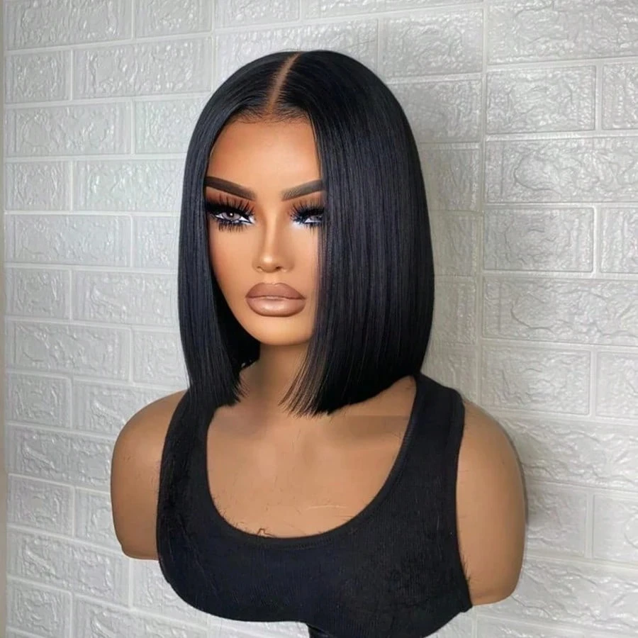 

Короткий парик-боб из натуральных волос 13x4 с прозрачной кружевной вставкой, идеально подходит для повседневной носки и особых случаев, комфортный и естественный вид.