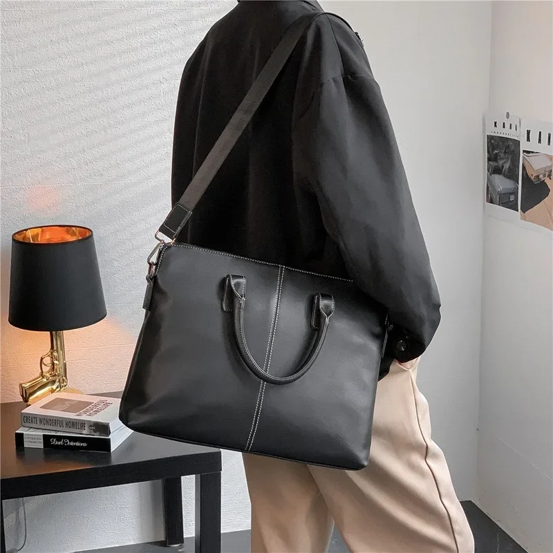 New Fashion Leather Briefcases Men Handbags Luxury Business Men Shoulder Bags Computer Bags Male Briefcases Travel Crossbody Bag