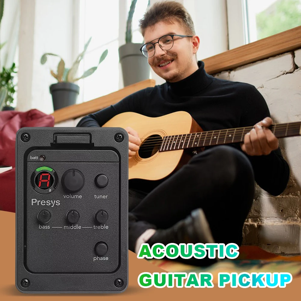 Acoustic Guitar Pickup Guitar Preamp Equalizer Battery Powered Pickup Tuner Portable Digital Tuner Pickup Guitar Accessories view 2